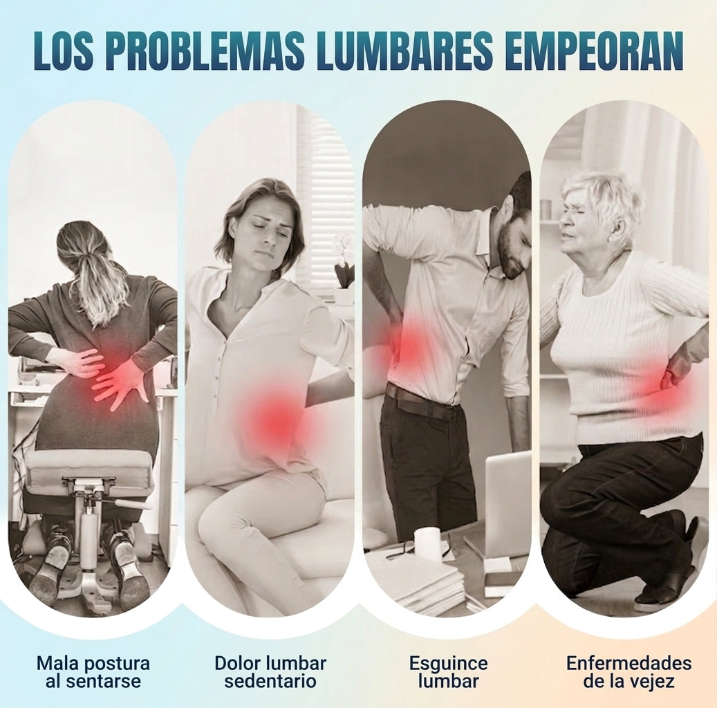 Persona con dolor lumbar antes de usar el cinturón Akira LumbarFlex
