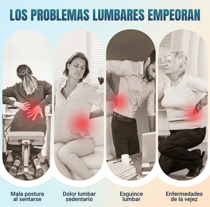 Persona con dolor lumbar antes de usar el cinturón Akira LumbarFlex